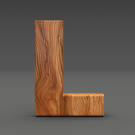 Wooden letter isolated on dark background 3D Illustrationの写真素材
