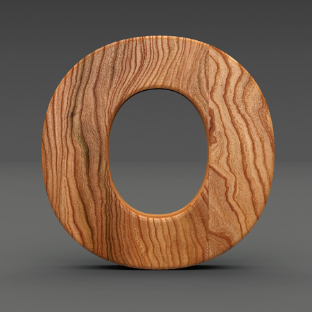 Wooden letter isolated on dark background 3D Illustrationの写真素材