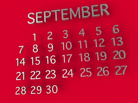 September Calender 3D metal on blue background 3d Illustrationの写真素材