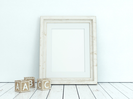 Poster product design styled mockup. Empty frame mockup 3D Rendering