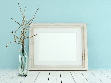 Poster product design styled mockup. Empty frame mockup 3D Rendering