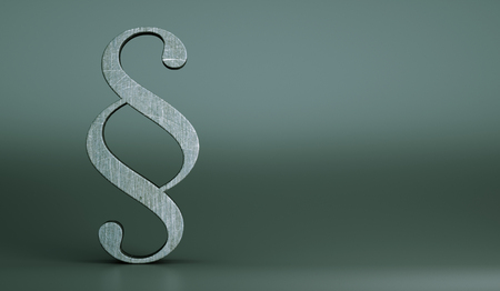 Concrete paragraph, symbol of law on grey background. Law concept 3D Illsutrationの写真素材