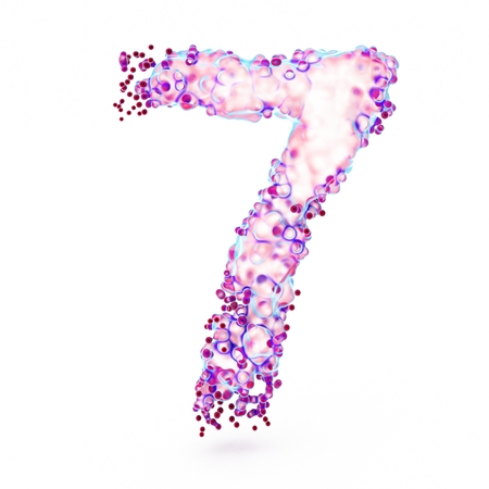 3D Number 7 with abstract biological texture 3D Renderingの写真素材