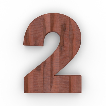 Wooden number isolated on white background 3D Illustrationの写真素材