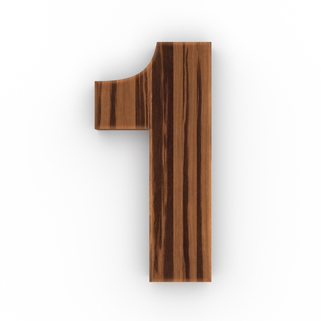 Wooden number isolated on white background 3D Illustrationの写真素材