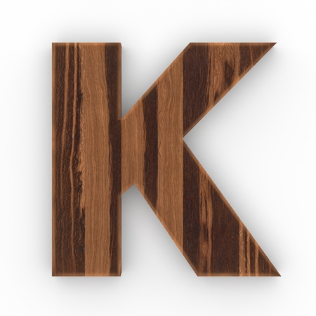 Wooden letter isolated on white background 3D Illustrationの写真素材