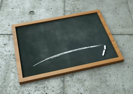 Empty blank green chalkboard with wooden frame with white chalk 3d Illustrationの写真素材