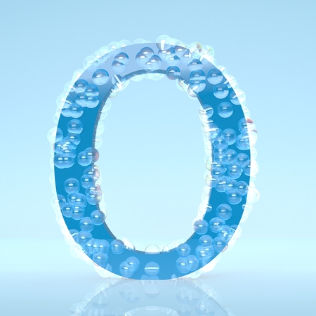 Blue Waterdrops alphabet letters isolated on light blue background 3D Illustration