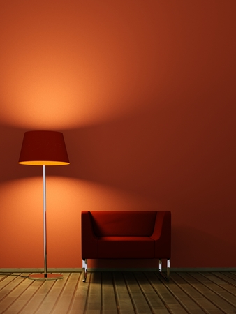 Interior design modern bright room with armchair 3d Illustrationの写真素材