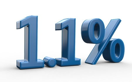 Blue 3d numbers percentage discount on isolated white background 3d Illustration
