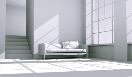 Interior design model room with sofa 3d Illustrationの写真素材