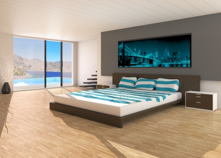 Modern interior of a bedroomの写真素材