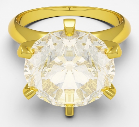 Golden ring with brilliantの写真素材
