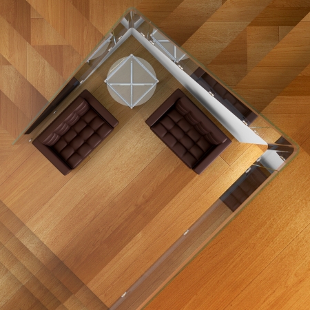 Interior design, anteroom with leather armchairsの写真素材