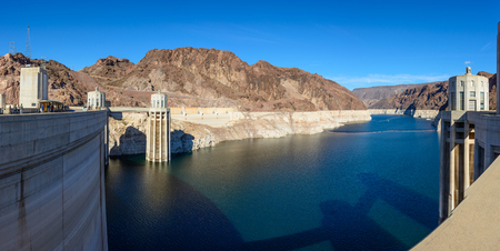 View of Lake Mead Reservoir from the Hoover Dam in Nevada, USAの写真素材