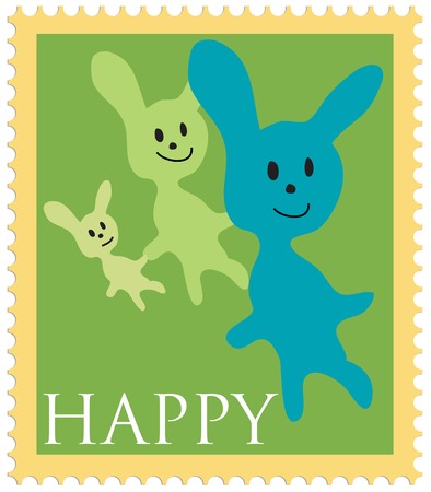 Stamp with bunny  (mother, father, )のイラスト素材