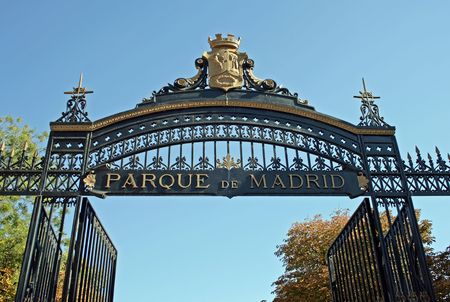 Entrance of Parque del Buen Retiro (Retiro Park) in Madridの写真素材