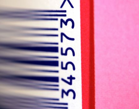 Close-up of a label with a barcodeの写真素材