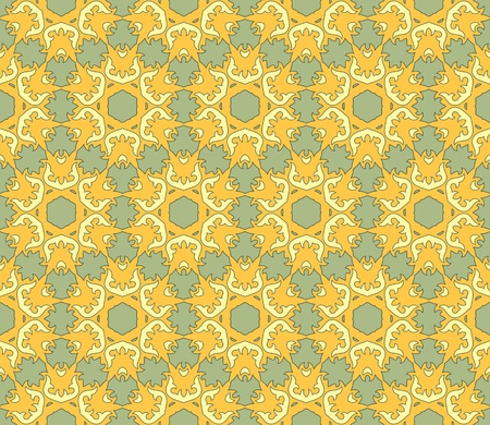 Seamless and elegant Baroque pattern with flowers in yellow and greenのイラスト素材