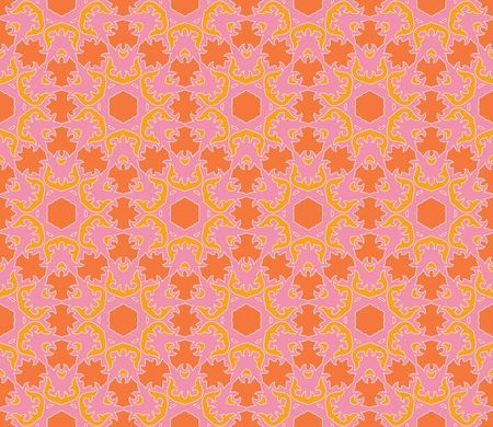 Seamless and elegant Baroque pattern with flowers in pink, orangeのイラスト素材
