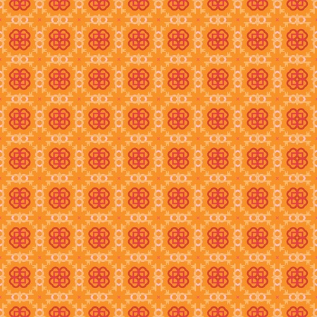 Seamless geometric pattern with flowers in orange, red and pinkのイラスト素材