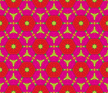 Seamless pattern with romantic pink and red roses with green leavesのイラスト素材