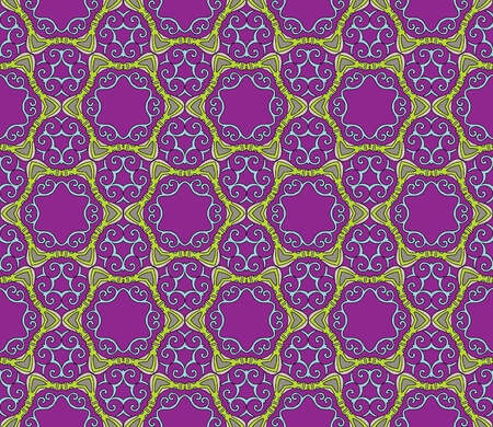 Seamless and elegant Baroque pattern with colorful swirls on a dark purple backgroundのイラスト素材