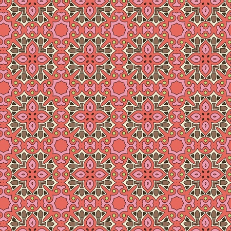 Seamless and elegant Baroque pattern with flowers in pink, brown, greenのイラスト素材
