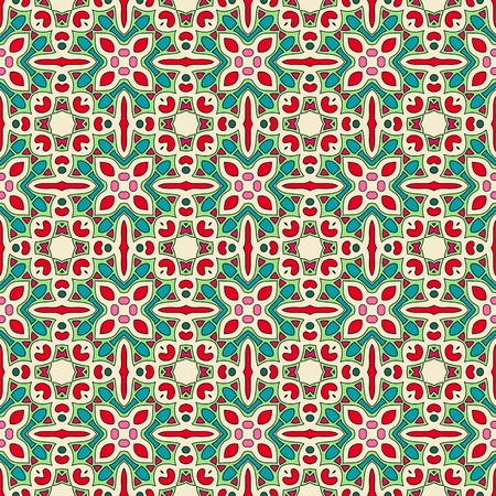 Seamless and elegant Baroque pattern with flowers in pink, red, green, creme whiteのイラスト素材