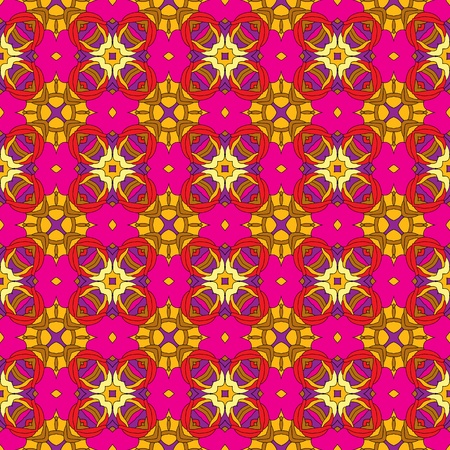 Seamless and elegant Baroque pattern with flowers in pink, red, purple, yellow, orangeのイラスト素材