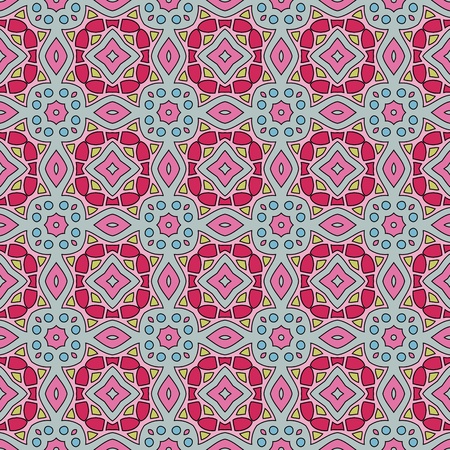Seamless and elegant Baroque pattern with flowers in pink, blue, green and purpleのイラスト素材