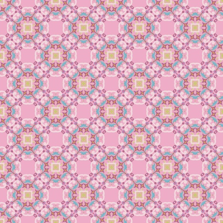 Vintage damask wallpaper pattern with abstract flowers and swirls in pink, blue, purple, greenのイラスト素材