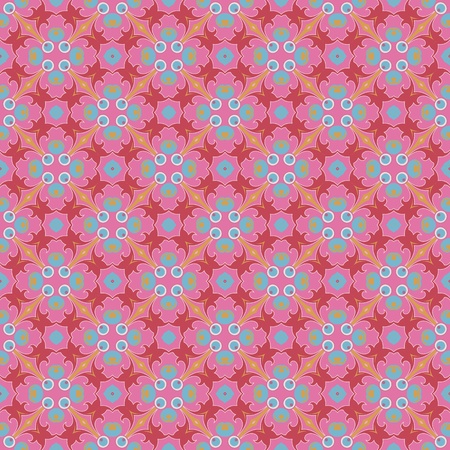 Vintage damask wallpaper pattern with abstract flowers and swirls in pink, blue, purple, brownのイラスト素材