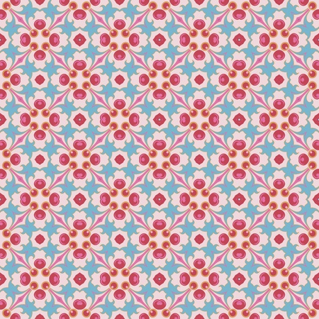 Vintage damask wallpaper pattern with abstract flowers and swirls in pink, blue, purple, brownのイラスト素材