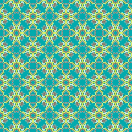 Vintage damask wallpaper pattern with abstract flowers and swirls in brown, green, pinkのイラスト素材