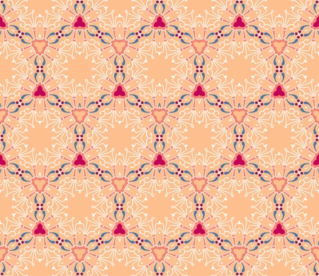 Seamless and elegant Baroque pattern with flowers in orange, red, pink, blueのイラスト素材