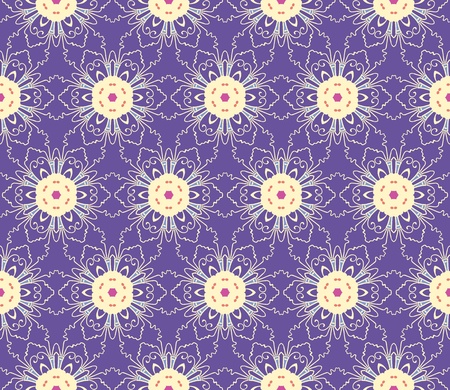 Seamless and elegant Baroque pattern with flowers in purple, orange, pink, blueのイラスト素材