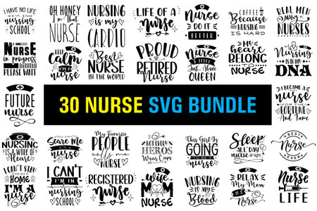 Nurse bundle, Nurse bundle, Nurse sublimation png, Free-ish, Black History png, Cut Files for Cricut, Silhouette, Nurse tshirt design, Typography nurse vectorのイラスト素材