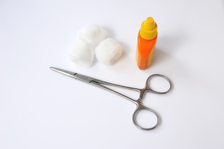 First aid kit on a bright backgroundの写真素材