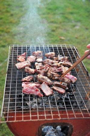Ribs on the grillの写真素材