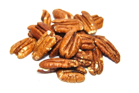 Pecans isolated on white background 