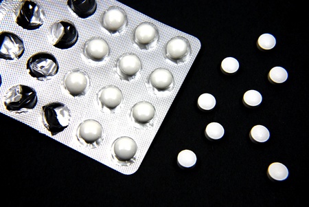 Pills isolated on white background の写真素材