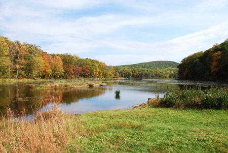 Autumn in lakeの写真素材