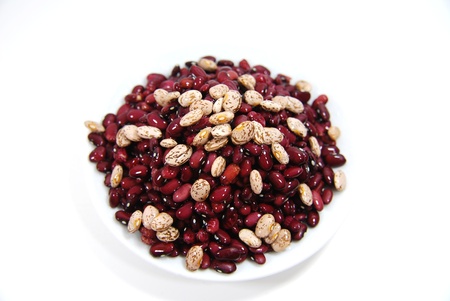 Close up beans on white background