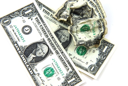 Crumpled One Dollar Billの写真素材
