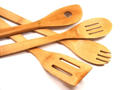 Wood utensil on white background