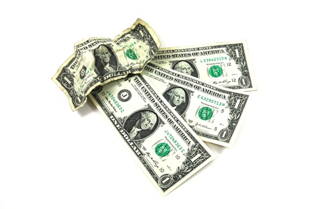 Close up one dollar on white background