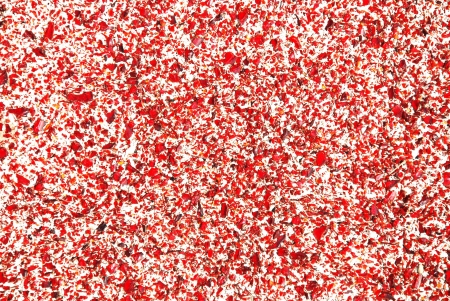 Floor with red pebble mosaic pattern