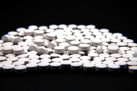 Pills only on black backgroundの写真素材