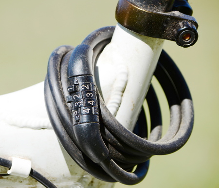 Old number lock on a bikeの写真素材